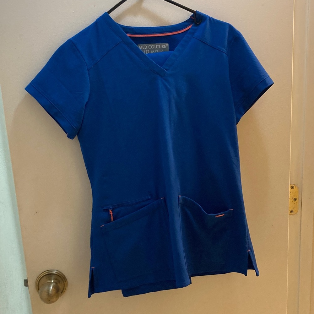 Med Couture Royal Blue V-Neck Scrub Top